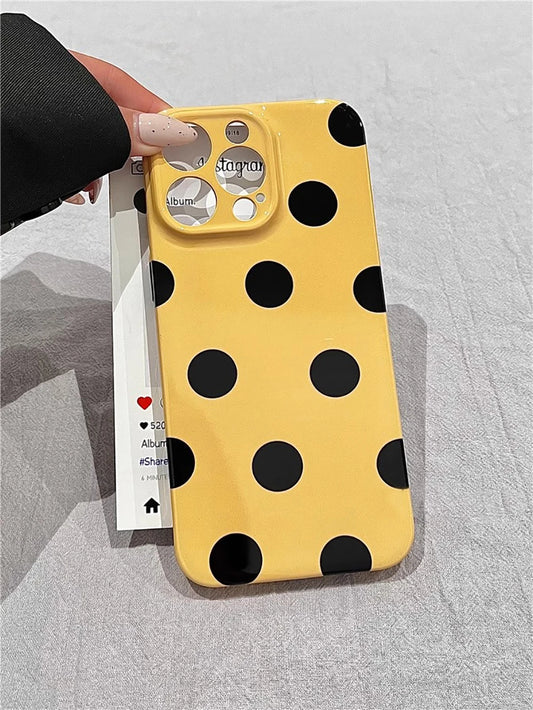 iphone White Black Polka-Dot Phone Case for iPhone 17 16 15 Pro 14 13 Pro Max Fashion Shockproof Cute Simple Soft Cover Case