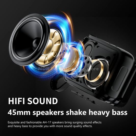 AH-17 Speaker Portable Speaker with Bluetooth 5.4, TWS True Wireless Stereo Outdoor IPX4 Waterproof Heavy Subwoofer, for Shower