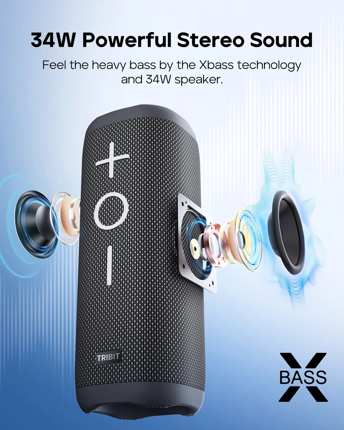 TRIBIT StormBox 2 Portable Bluetooth Speaker, Waterproof Wireless Speaker 24-hrs Playtime For Camping, Hiking