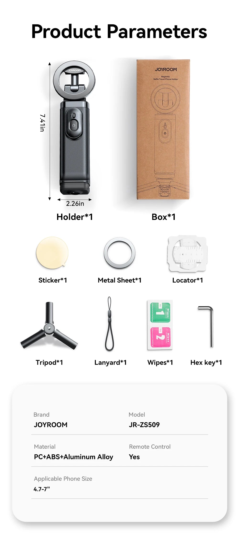 Joyroom Airplane Phone Holder Magnetic Selfie Stick for iPhone Universal Airplane Phone Mount Plane Phone Stand for Desk ZS509