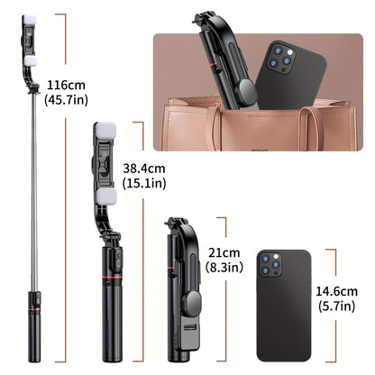 45 Inch Extra Long Flexible Phone Tripod 1pc Selfie Stick With Two Fill Light, Upgraded Tripod, Detachable Remote Compatible With IPhone 14/14 Pro/13/13 Pro/12/12 Pro/11/11 Pro/XS Max/XS/XR/X/8/7 And Android Smartphones