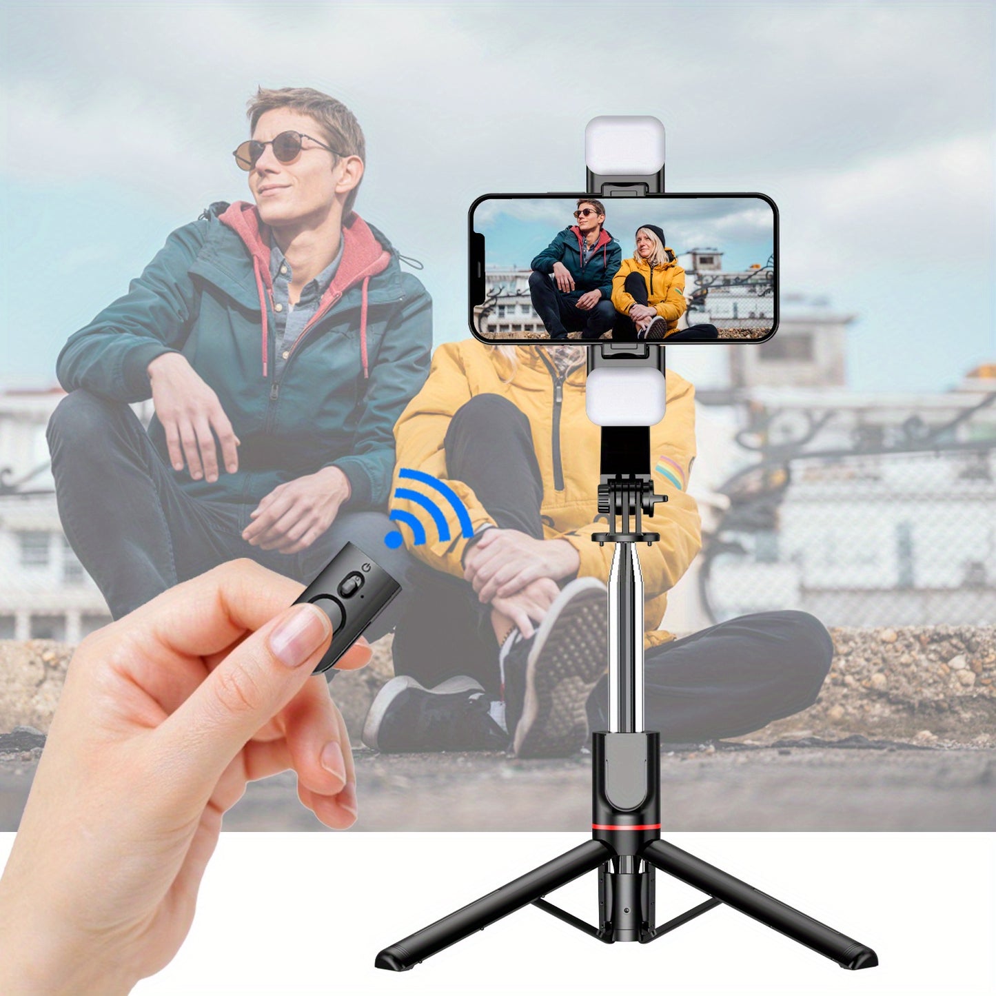 45 Inch Extra Long Flexible Phone Tripod 1pc Selfie Stick With Two Fill Light, Upgraded Tripod, Detachable Remote Compatible With IPhone 14/14 Pro/13/13 Pro/12/12 Pro/11/11 Pro/XS Max/XS/XR/X/8/7 And Android Smartphones