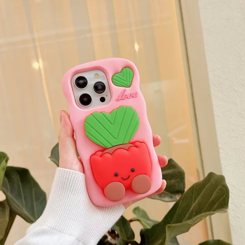 Silicone 3D Potted Stand Phone Case