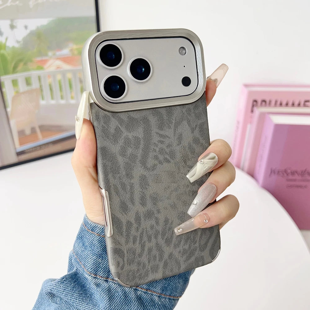 Luxury Leopard Print Phone Case For iPhone 11 12 13 14 15 16 17 Pro Max Air Plus Business Shockproof Soft TPU Bumper Back Cover
