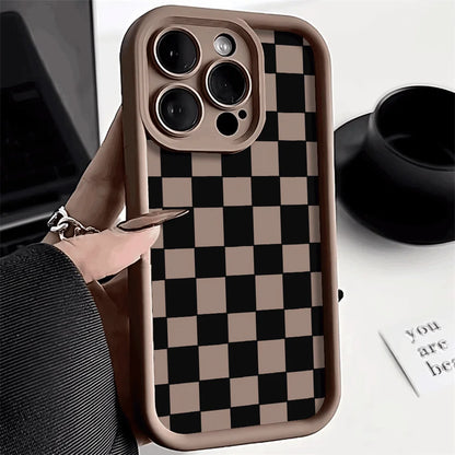 iphone Black and white checkered Graphic Phone Case 15 14 13 12 11 X XR XS SE2 SE 8 7 Plus Pro Max Mini Silicone Back Cover