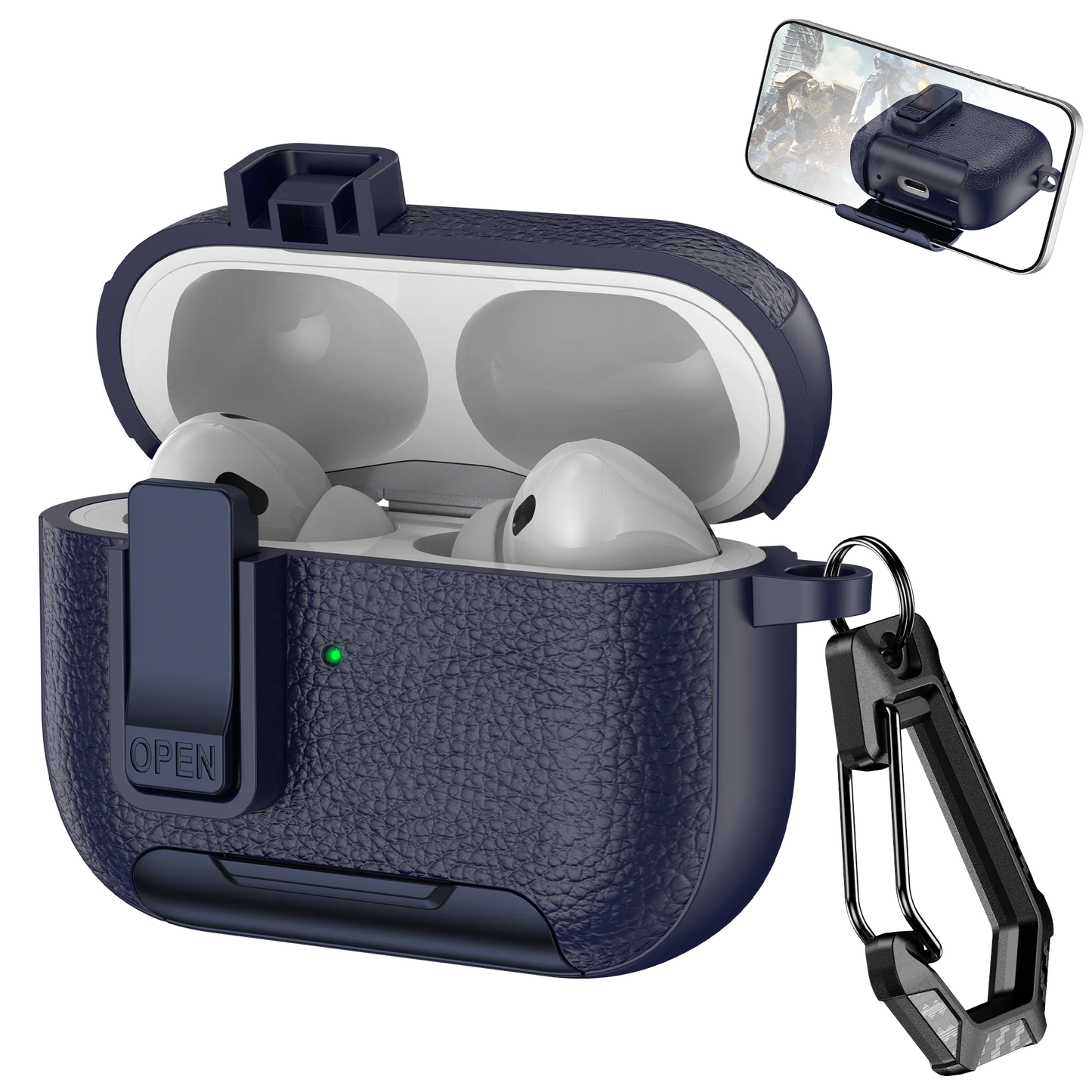 Phone Holder cortex Case For AirPods Pro 3  Bluetooth headset Cover For AirPods Pro 2 or AirPods 1 2 3 4 Pro Case With Hook