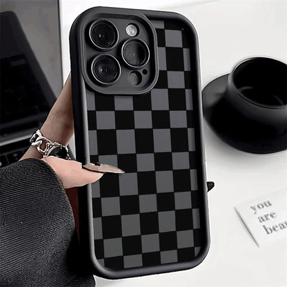 iphone Black and white checkered Graphic Phone Case 15 14 13 12 11 X XR XS SE2 SE 8 7 Plus Pro Max Mini Silicone Back Cover