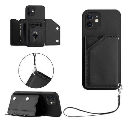 Wallet Cards Solt Leather Case For iPhone 16 Pro Max 15 Plus 14 13 12 11 X XS XR SE 2022 8 7 Pocket Magnetic Double Buckle Cover