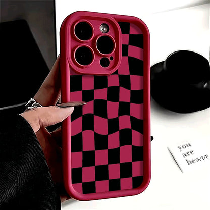 iphone Black and white checkered Graphic Phone Case 15 14 13 12 11 X XR XS SE2 SE 8 7 Plus Pro Max Mini Silicone Back Cover