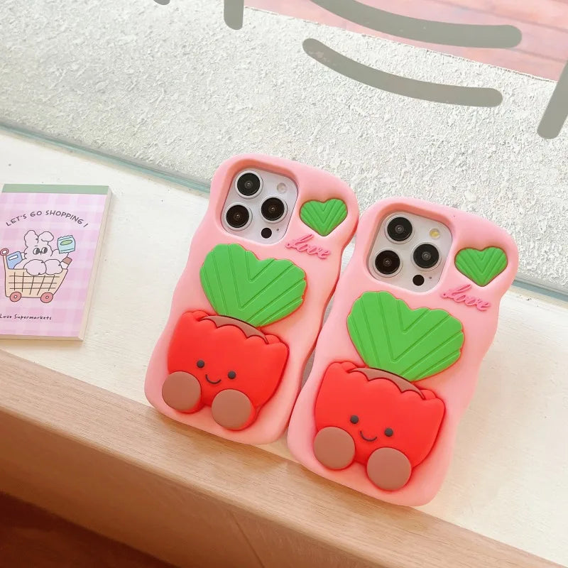 Silicone 3D Potted Stand Phone Case