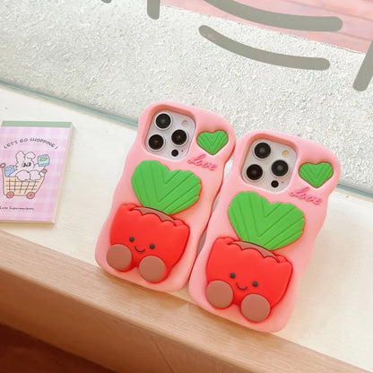 Silicone 3D Potted Stand Phone Case