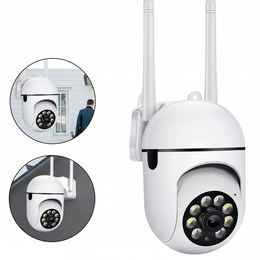 Wireless security camera with antennas.


