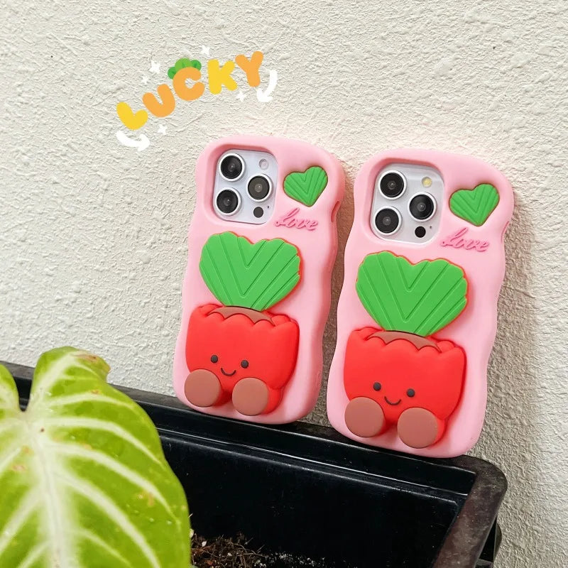Silicone 3D Potted Stand Phone Case