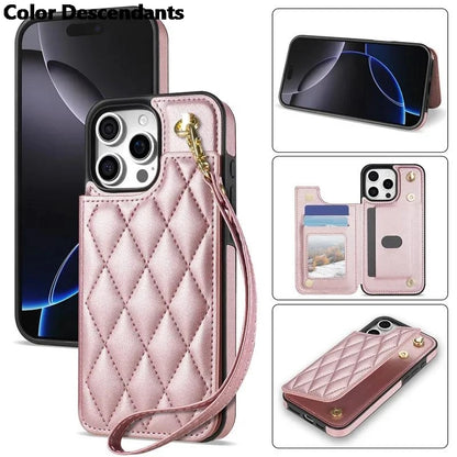 Wallet Cards Solt Leather Case For iPhone 16 Pro Max 15 Plus 14 13 12 11 X XS XR SE 2022 8 7 Pocket Magnetic Double Buckle Cover