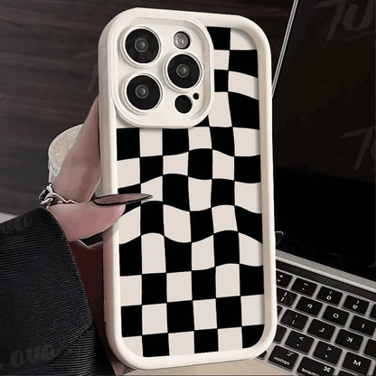 iphone Black and white checkered Graphic Phone Case 15 14 13 12 11 X XR XS SE2 SE 8 7 Plus Pro Max Mini Silicone Back Cover