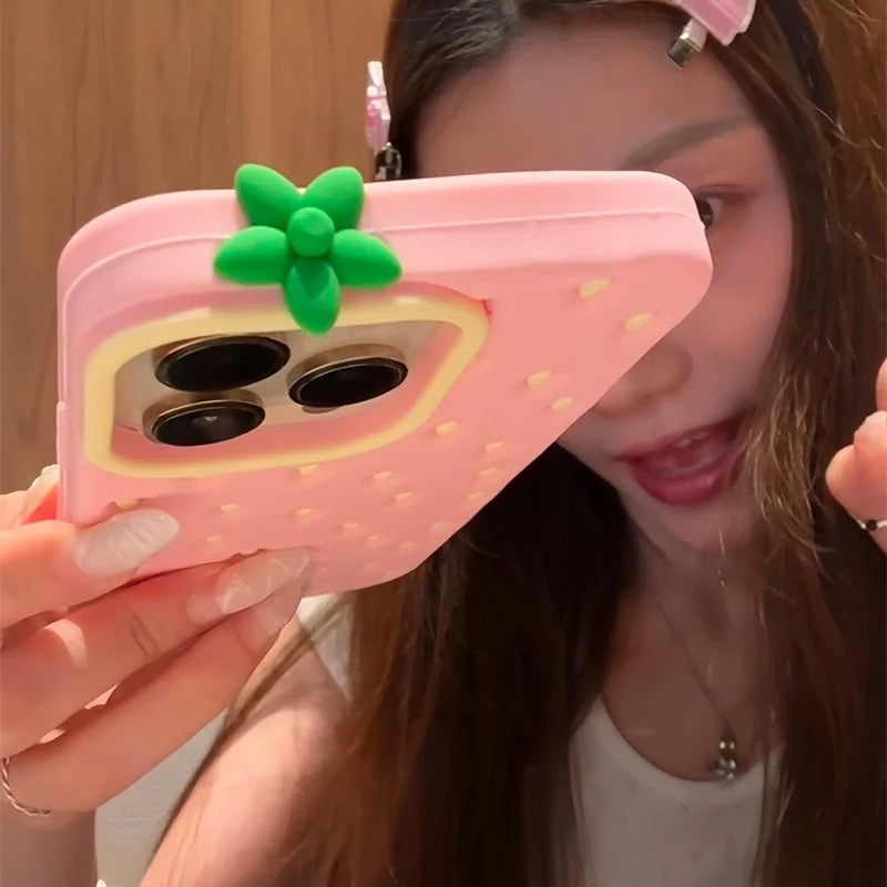 iphone pink strawberry shaped phone case