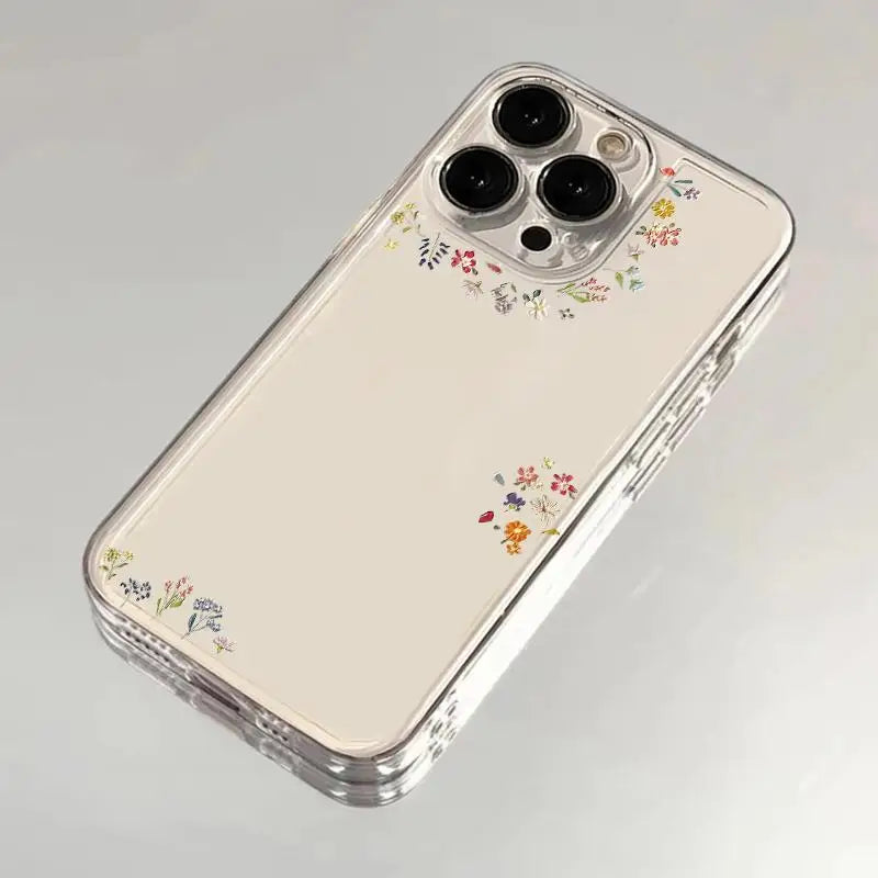 Simple Flowers Case for IPhone 16Pro Max 15 14 13 12Mini 11 Pro X XR 7 8 Plus Shockproof Cover Screen Protector Casing