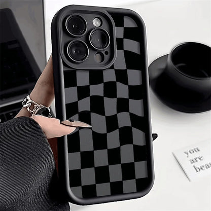 iphone Black and white checkered Graphic Phone Case 15 14 13 12 11 X XR XS SE2 SE 8 7 Plus Pro Max Mini Silicone Back Cover