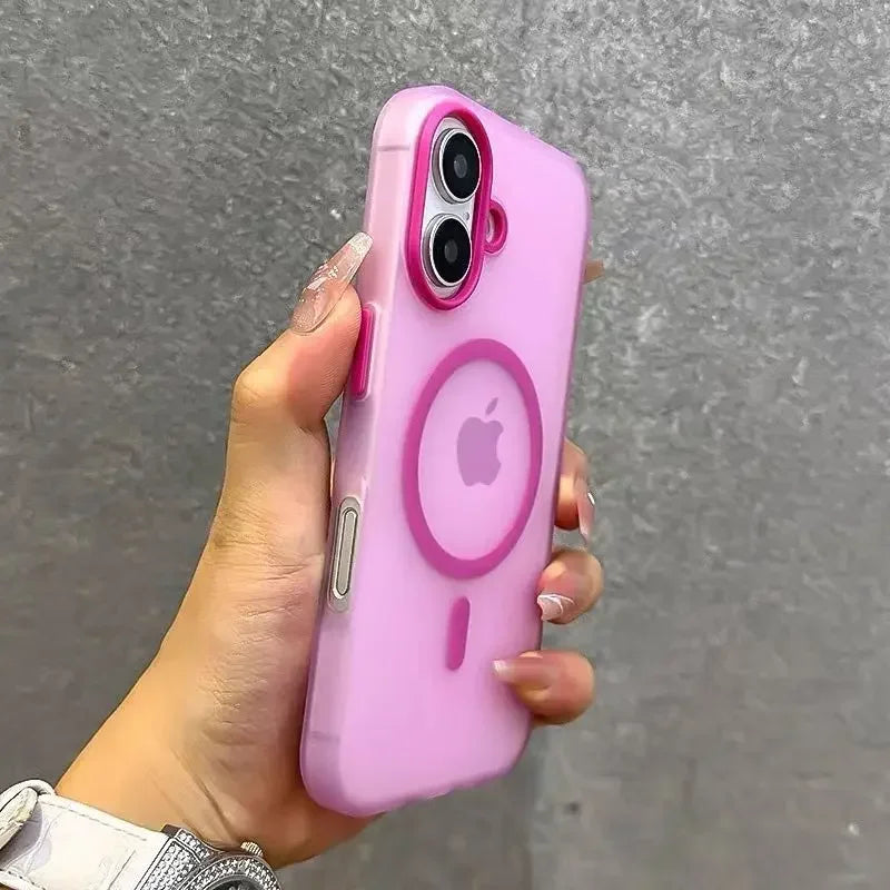 Matte Candy Magnetic Wireless Charge Transparent Case For iPhone 16 15 14Plus 13 12 17 Pro Max For Magsafe Shockproof Hard Cover