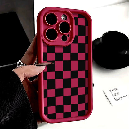 iphone Black and white checkered Graphic Phone Case 15 14 13 12 11 X XR XS SE2 SE 8 7 Plus Pro Max Mini Silicone Back Cover