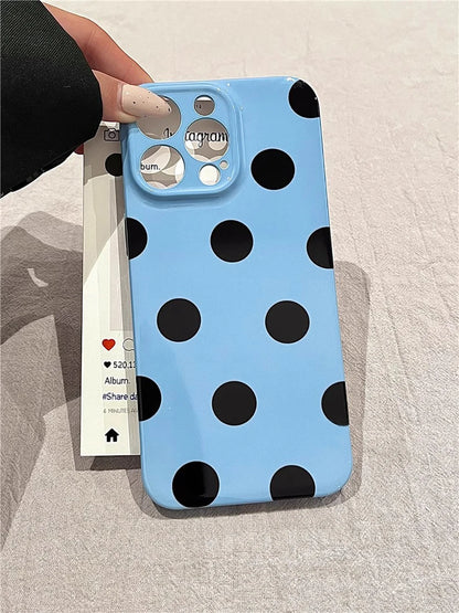 iphone White Black Polka-Dot Phone Case for iPhone 17 16 15 Pro 14 13 Pro Max Fashion Shockproof Cute Simple Soft Cover Case
