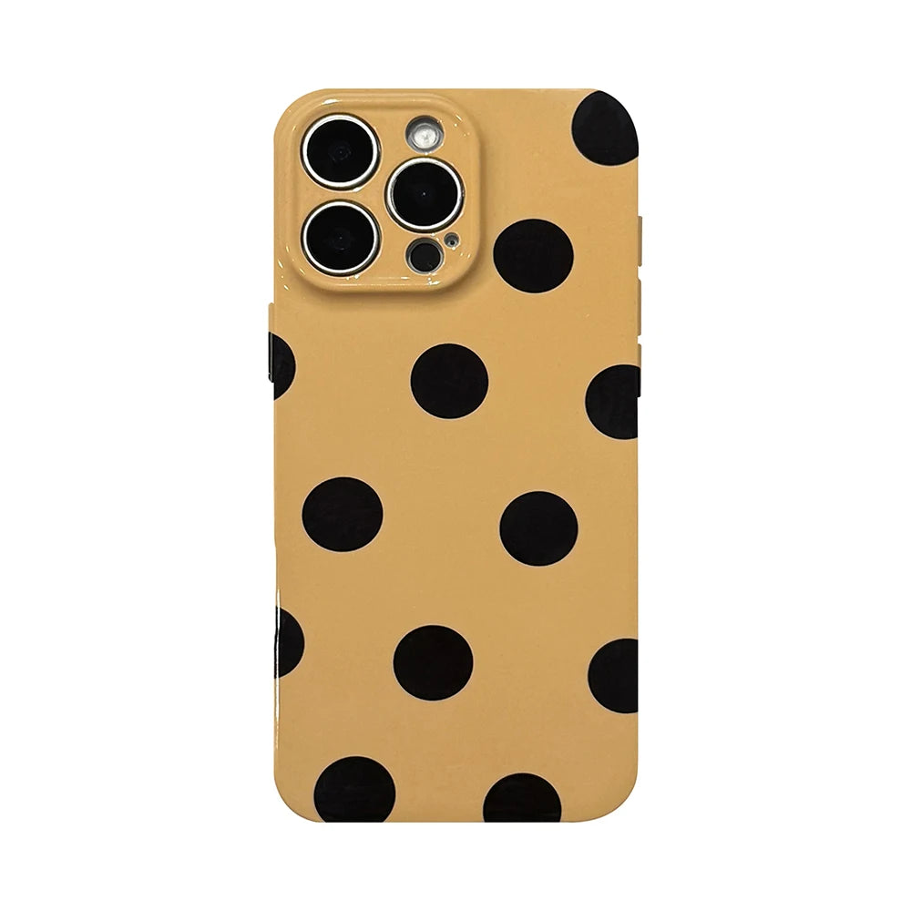 iphone White Black Polka-Dot Phone Case for iPhone 17 16 15 Pro 14 13 Pro Max Fashion Shockproof Cute Simple Soft Cover Case
