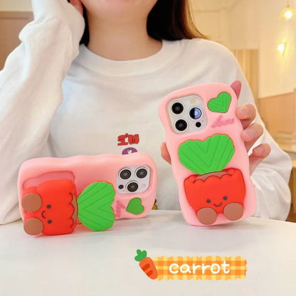 Silicone 3D Potted Stand Phone Case