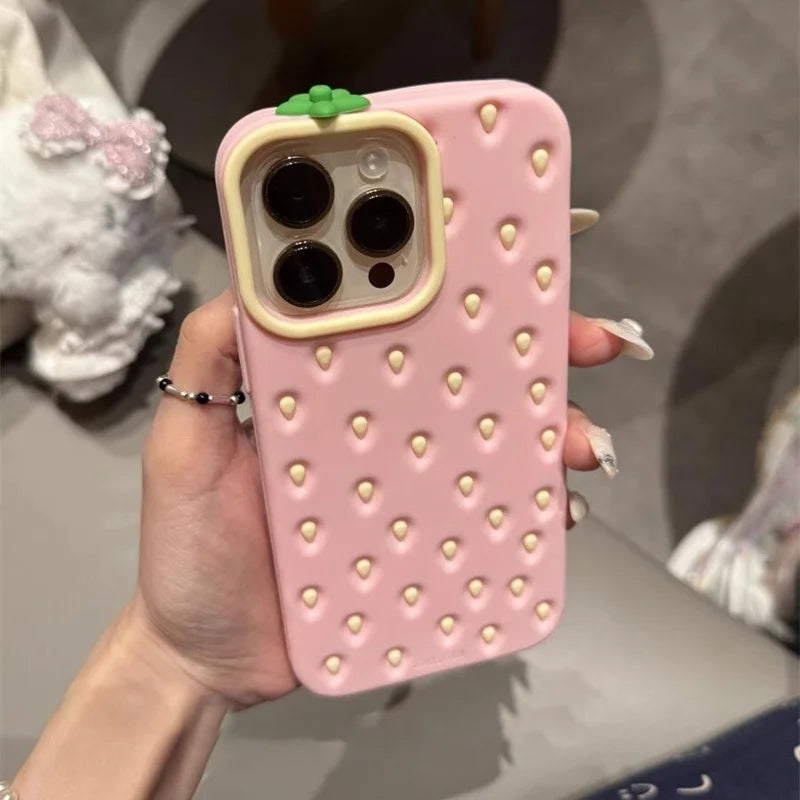 iphone pink strawberry shaped phone case