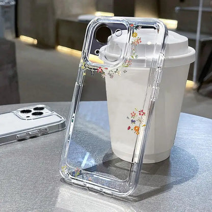 Simple Flowers Case for IPhone 16Pro Max 15 14 13 12Mini 11 Pro X XR 7 8 Plus Shockproof Cover Screen Protector Casing