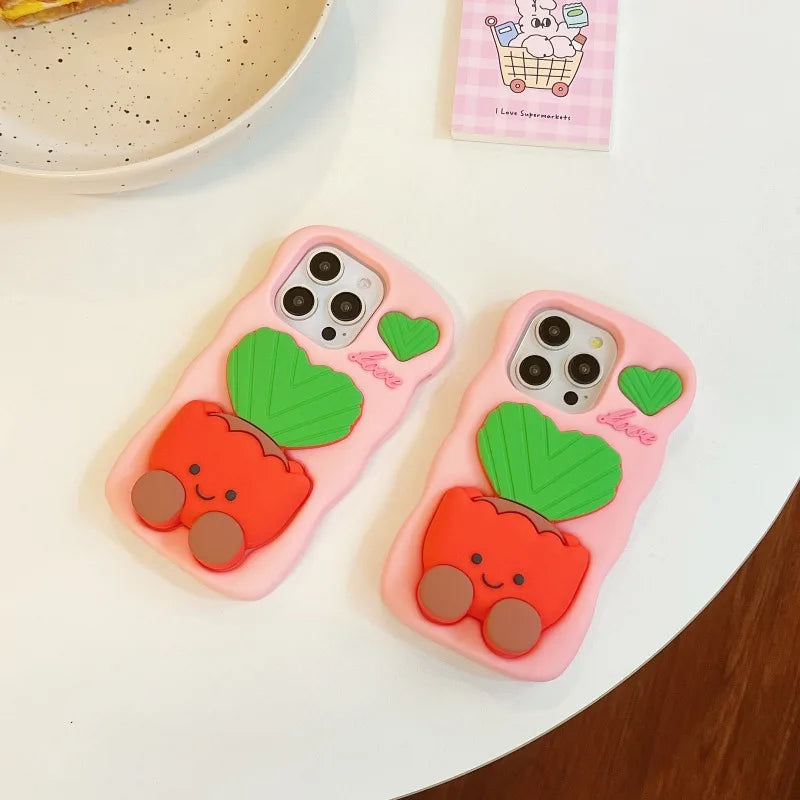 Silicone 3D Potted Stand Phone Case
