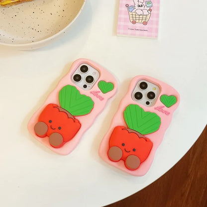Silicone 3D Potted Stand Phone Case