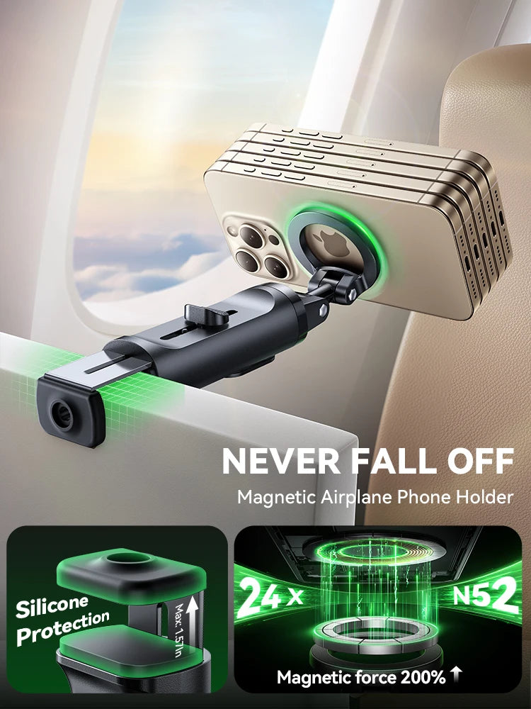 Joyroom Airplane Phone Holder Magnetic Selfie Stick for iPhone Universal Airplane Phone Mount Plane Phone Stand for Desk ZS509