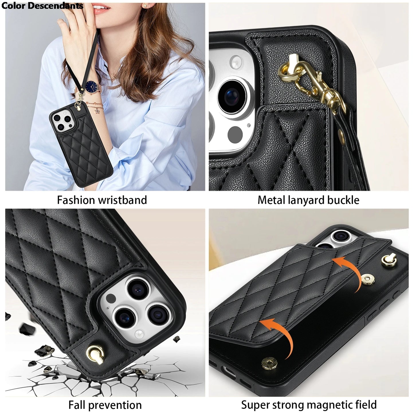 Wallet Cards Solt Leather Case For iPhone 16 Pro Max 15 Plus 14 13 12 11 X XS XR SE 2022 8 7 Pocket Magnetic Double Buckle Cover