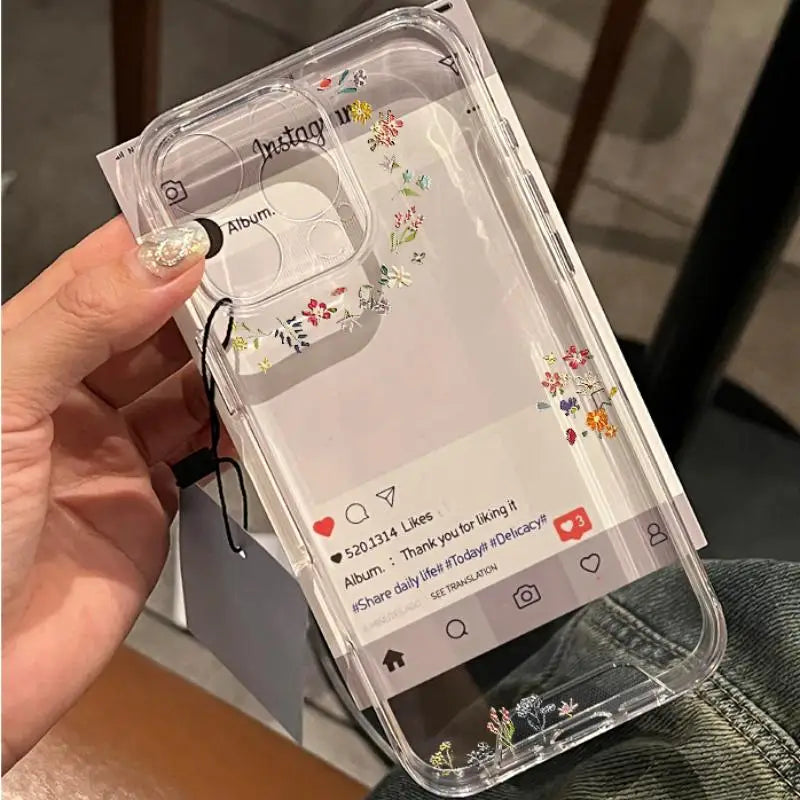 Simple Flowers Case for IPhone 16Pro Max 15 14 13 12Mini 11 Pro X XR 7 8 Plus Shockproof Cover Screen Protector Casing