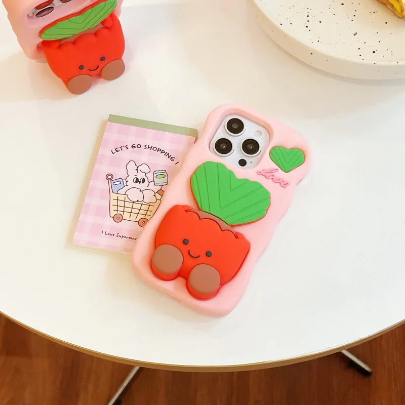 Silicone 3D Potted Stand Phone Case