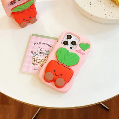 Silicone 3D Potted Stand Phone Case