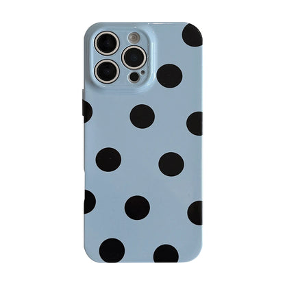iphone White Black Polka-Dot Phone Case for iPhone 17 16 15 Pro 14 13 Pro Max Fashion Shockproof Cute Simple Soft Cover Case