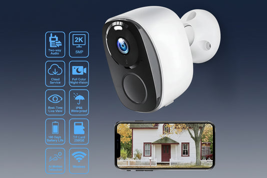 Security Cameras Wireless Outdoor, 2K Battery Powered WiFi Camera AI Motion Siren Spotlight, Color Night Vision, IP66 Waterproof