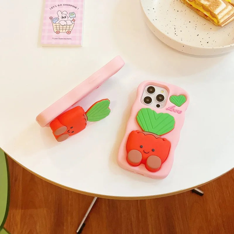 Silicone 3D Potted Stand Phone Case