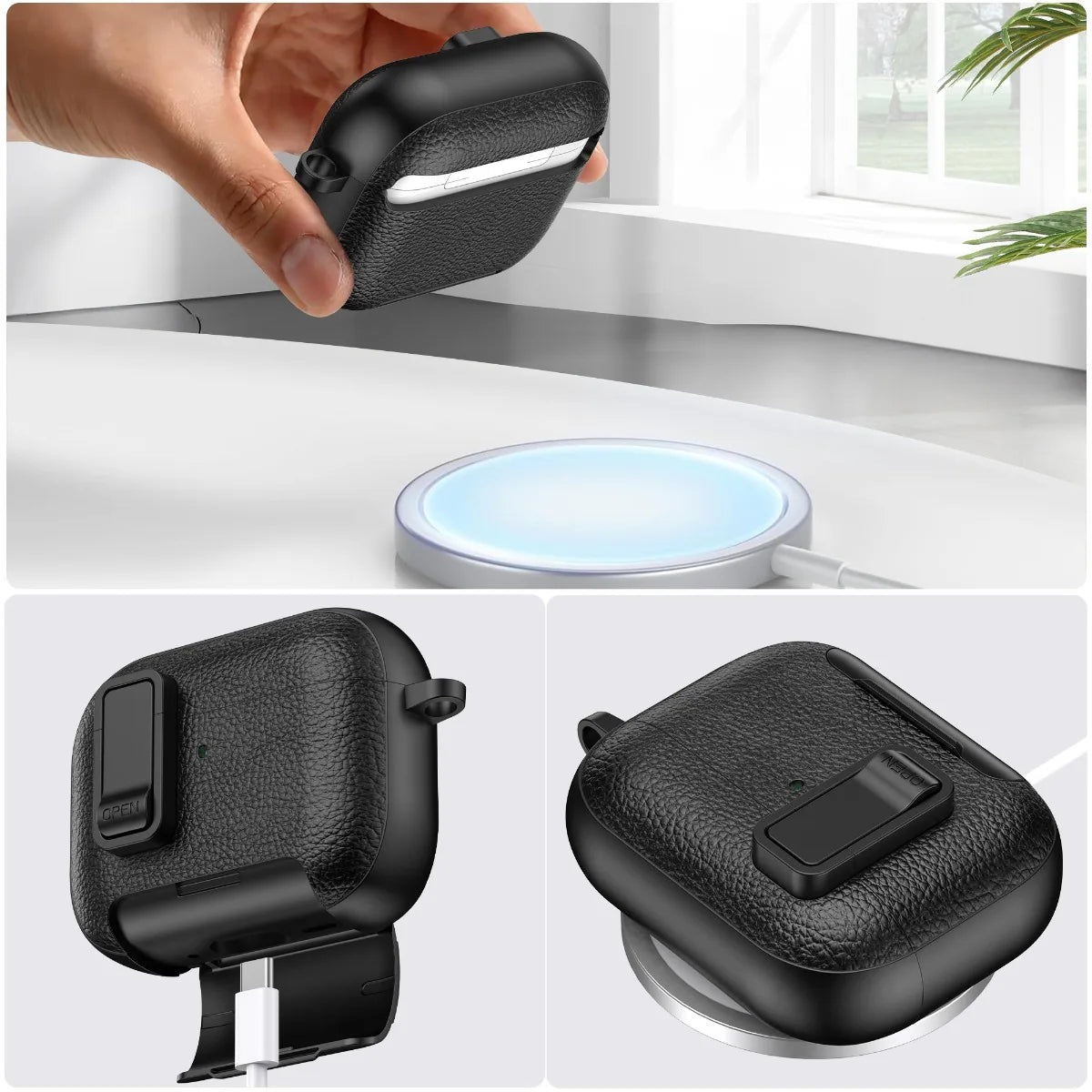 Phone Holder cortex Case For AirPods Pro 3  Bluetooth headset Cover For AirPods Pro 2 or AirPods 1 2 3 4 Pro Case With Hook