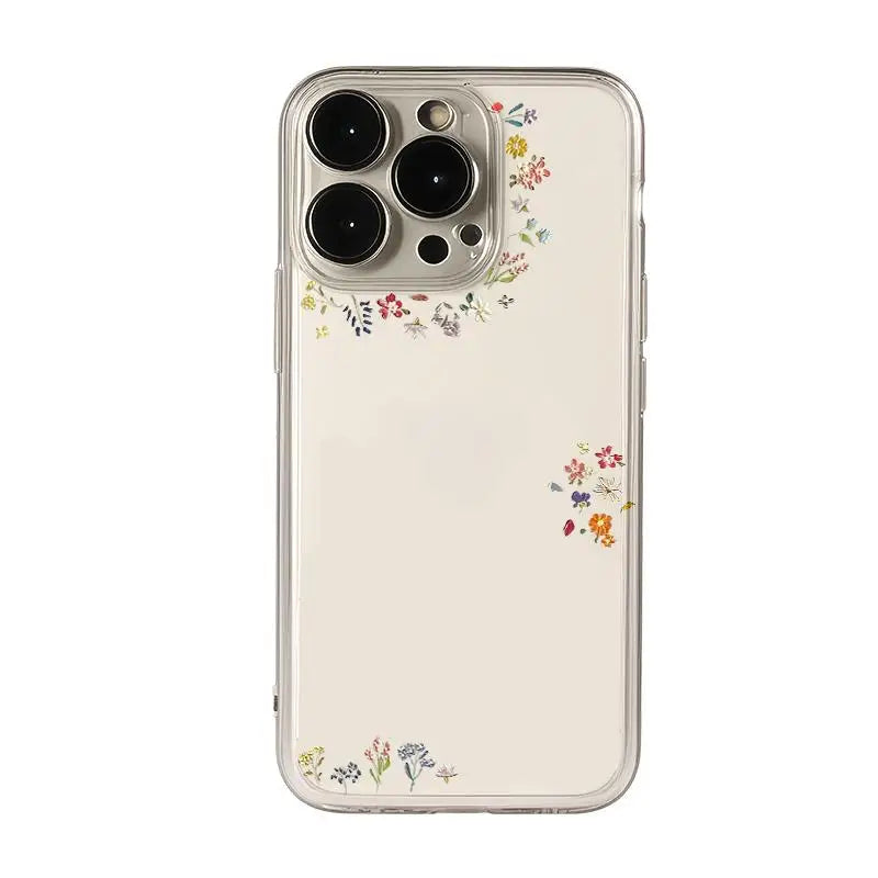 Simple Flowers Case for IPhone 16Pro Max 15 14 13 12Mini 11 Pro X XR 7 8 Plus Shockproof Cover Screen Protector Casing