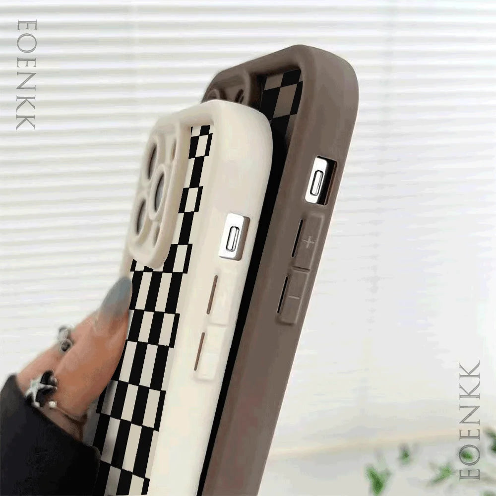 iphone Black and white checkered Graphic Phone Case 15 14 13 12 11 X XR XS SE2 SE 8 7 Plus Pro Max Mini Silicone Back Cover