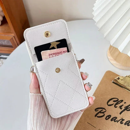 Cartoon Diamond Leather Wallet Case  Card Holder Crossbody Lanyard Cover