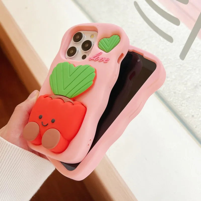 Silicone 3D Potted Stand Phone Case