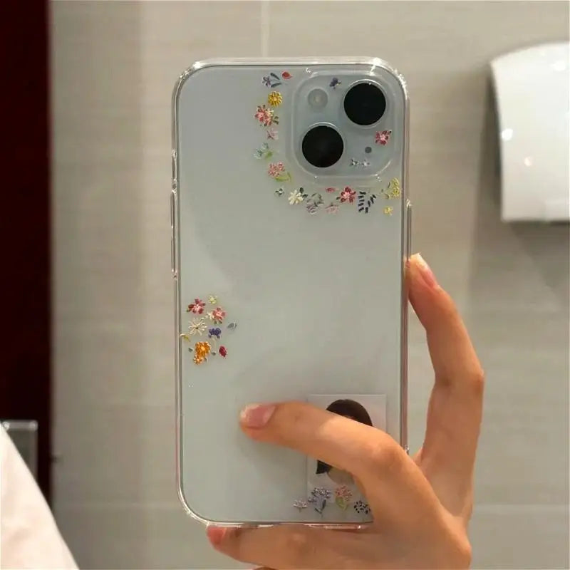 Simple Flowers Case for IPhone 16Pro Max 15 14 13 12Mini 11 Pro X XR 7 8 Plus Shockproof Cover Screen Protector Casing