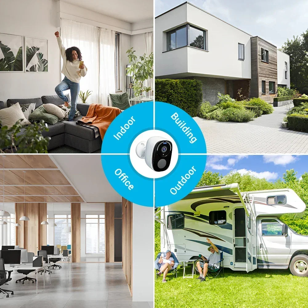 Wireless 2K 5MP Solar Security Camera Outdoor Color Night Vision Battery Powered Support 2.4G WiFi, PIR, Waterproof, 2-Way Alexa