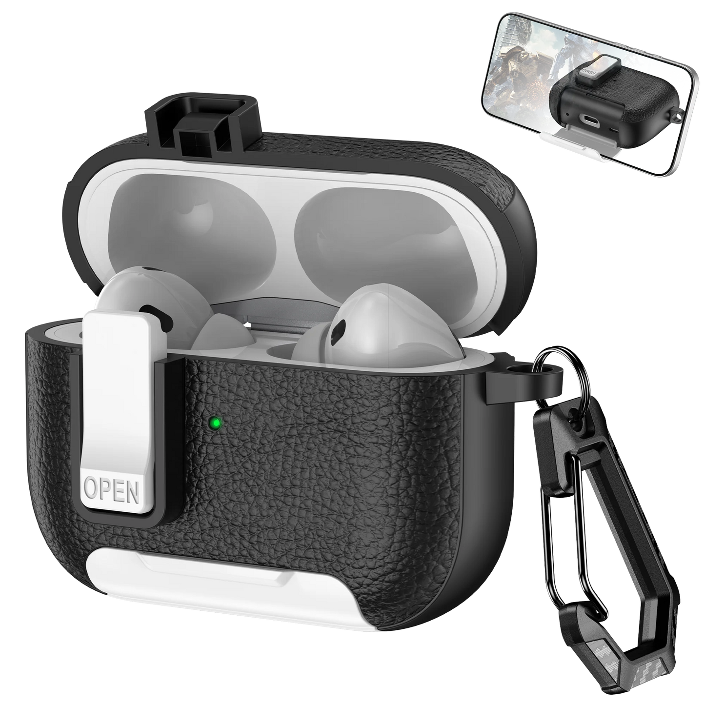 Phone Holder cortex Case For AirPods Pro 3  Bluetooth headset Cover For AirPods Pro 2 or AirPods 1 2 3 4 Pro Case With Hook
