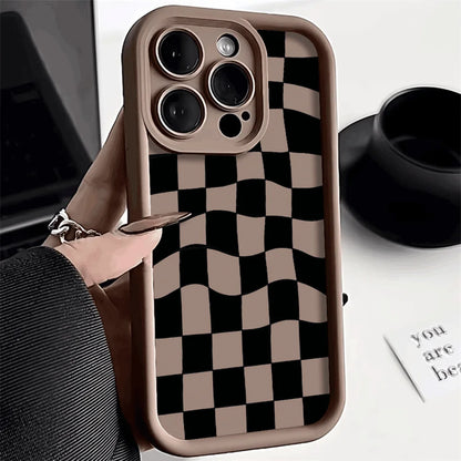 iphone Black and white checkered Graphic Phone Case 15 14 13 12 11 X XR XS SE2 SE 8 7 Plus Pro Max Mini Silicone Back Cover
