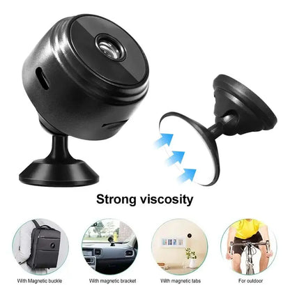 Black magnetic car mount with various applications on a white background