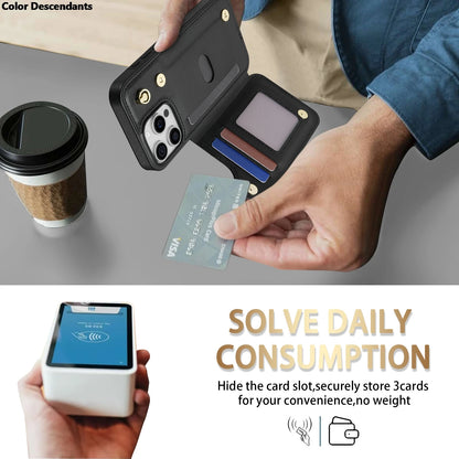 Wallet Cards Solt Leather Case For iPhone 16 Pro Max 15 Plus 14 13 12 11 X XS XR SE 2022 8 7 Pocket Magnetic Double Buckle Cover